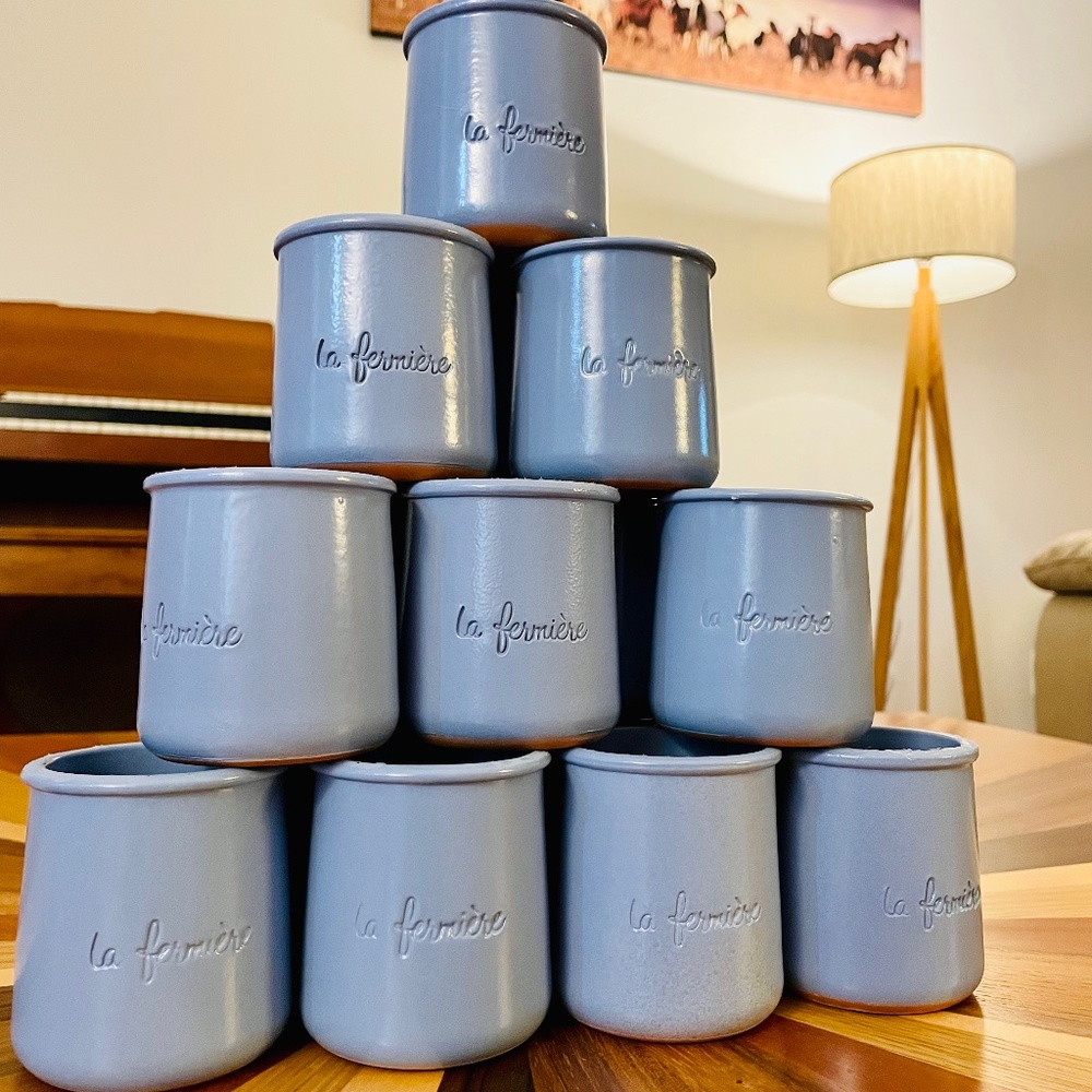 Ceramic La Fermiere Yogurt Pots, Lavender, Quantity of 18